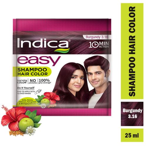 INDICA EASY BURGUNDY SHAMPOO HAIR COLOUR 25ML